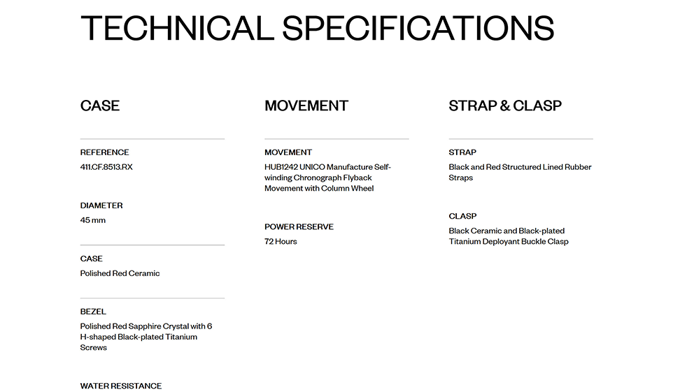 Ti Watch Product technical specifications